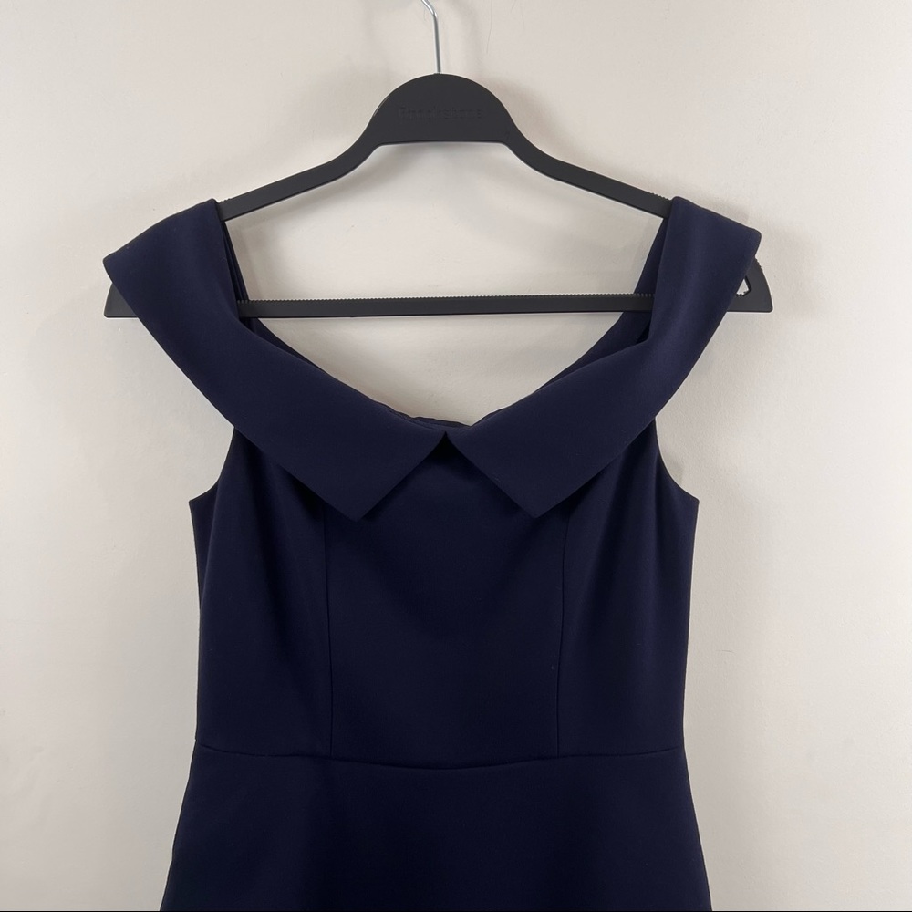 Ted Baker London Navy Off the Shoulder Bardot Fold Peplum Dress Size 2 (4/6) NEW - Picture 4 of 13